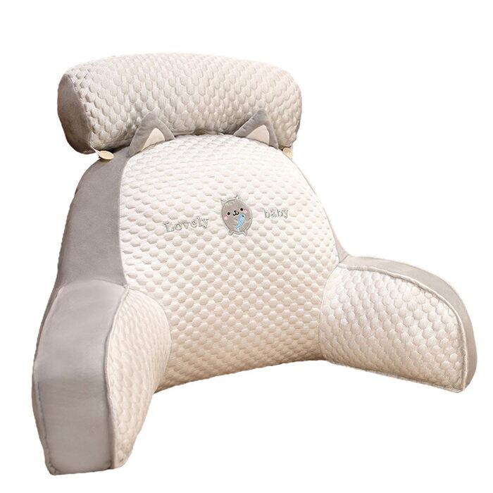 Подушка для читання для ліжка, подушка для спинки з підлокітниками, подушка для читання для ліжка для дорослих, спинка для сидіння, зручна спинка дивана для читання, відпочинку та перегляду телевізора, малюнок з котом, 50x70 см