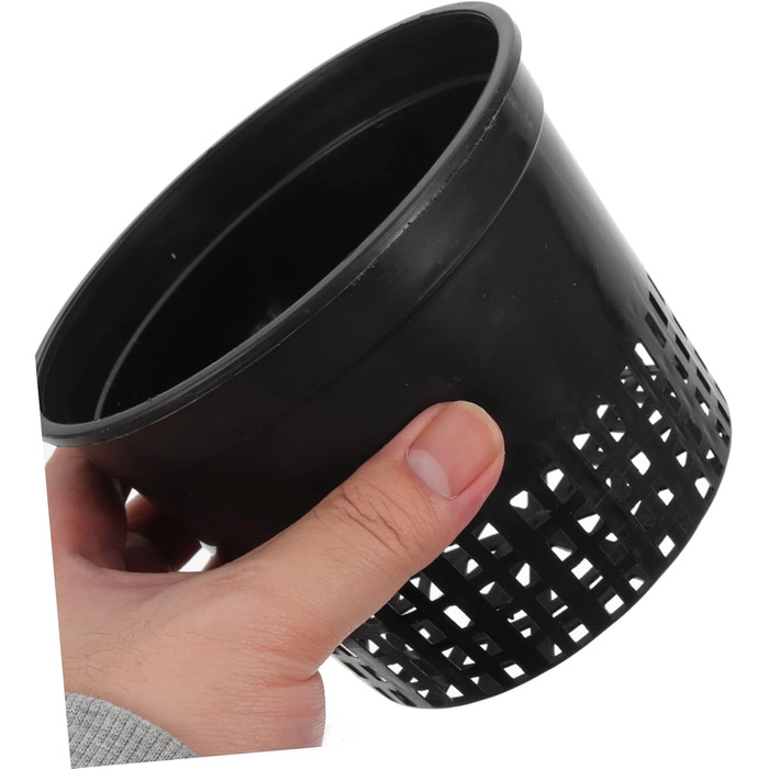 Сітчасті горщики для гідропоніки 13 x 13 x 12 см водна культура посадковий кошик сітчастий горщик пластикові гідропонні горщики садові рослини сітчасті горщики для рослин для вирощування чашка для рослин відро кошик чорний, 10 шт.