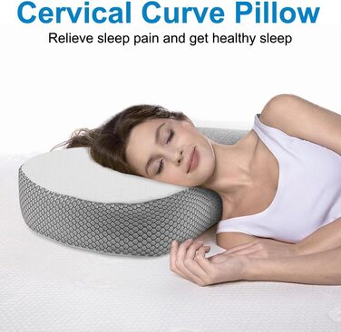 Подушка Ainiv з піни з ефектом пам&39яті, ергономічна подушка, подушка для голови для сну на боці, спині та животі, покращує якість сну, сірий колір