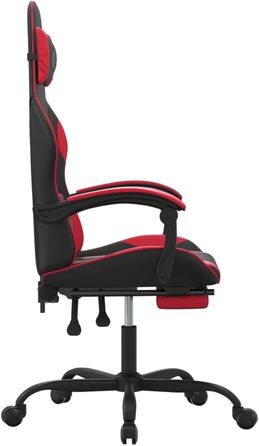 Геймерське крісло з підставкою для ніг, чорно-червона штучна шкіра, регульована спинка та висота, поворот на 360 градусів, міцний металевий каркас, довговічна штучна шкіра, ергономічний дизайн, 36,5 x 42 см (Ш x Г), червоно-білий
