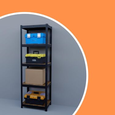 Міцний стелаж Relaxdays, ВШХ 180x60x30 см, 500 кг, 5 полиць, індустріальний стиль, полиця для зберігання в підвалі, вставного типу, чорний/коричневий