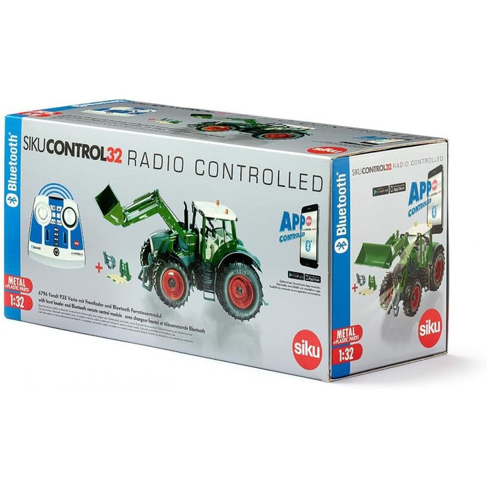 Трактор Fendt 933 Vario з фронтальним навантажувачем, зелений, метал/пластик, 132, на дистанційному управлінні, вкл. пульт дистанційного керування Bluetooth та аксесуари, можливе управління через додаток З пультом дистанційного керування Одиночний, 6793