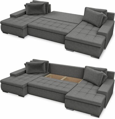 Вітальня Sofnet Faris U-подібної форми зі сном - диван, розкладний диван з ящиком для зберігання речей, комплект диванів з функцією ліжка, великий диван, диван-ліжко (темно-сірий (Kronos 22))