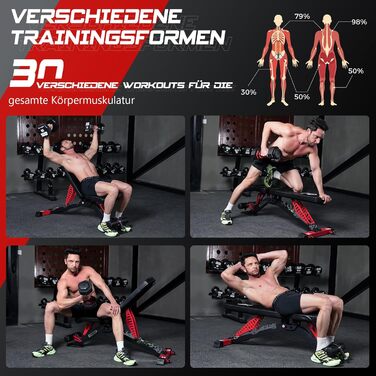 Лава для силових тренувань Pooboo, регульована лава для домашніх тренувань, вантажопідйомність 1500 фунтів, міцна лава для силових тренувань, положення горизонтальне/похиле/опущення для тренування всього тіла