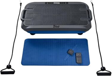 Віброплита Crivit Vibration Board з 6 програмами тренувань, 2 еспандерами та 2 ручками для віджимання, синій чорний, 74 см