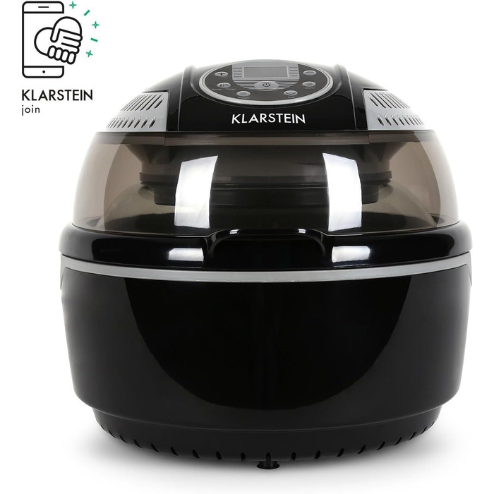 Фритюрниця Klarstein VitAir у фритюрі, 1400 Вт, смаження без жиру випічка гриль смаження, галогенний інфрачервоний нагрівальний елемент, автоматичний, антипригарне покриття, чорний класичний чорний