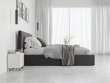 М&39яке ліжко Interbeds 120x200 см Двоспальне ліжко з місцем для зберігання з рейковою основою Ліжко-бокс з пружинами Гідрофобний каркас ліжка з м&39якою підкладкою (Антрацит, 120x200 см) Антрацит 120x200 см