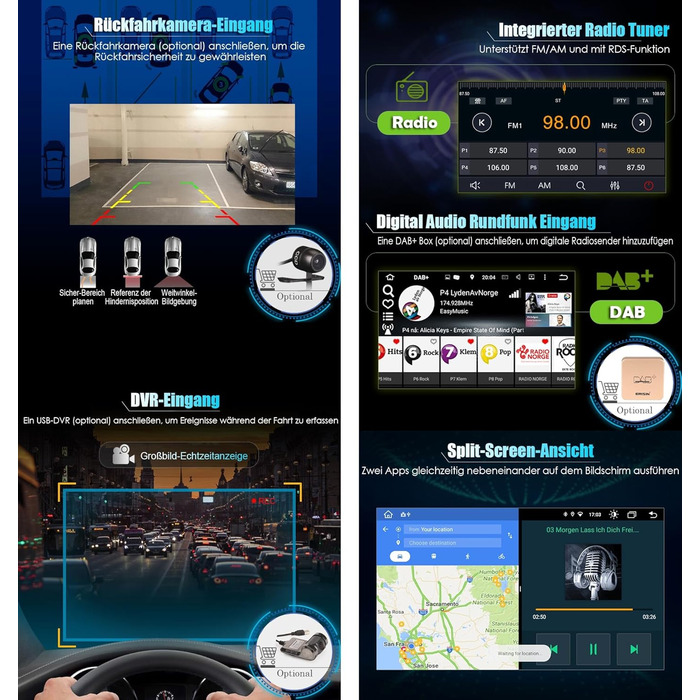 Автомобільний радіоприймач Erisin 9-дюймовий 8-ядерний 4 ГБ 64 ГБ Android 14 з Bluetooth та GPS-навігацією для Mercedes A-класу W169 B-класу W245 Sprinter Viano W639 Vito VW Crafter CarPlay Android Auto DSP DAB WiFi RDS FM SWC