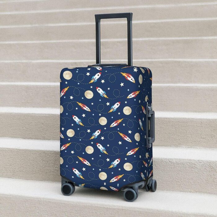 Чохол для валізи Ракета в космосі BAFAFA, захисний еластичний чохол від подряпин і пилу для багажу, чорний, розмір 85