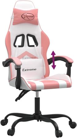 Геймерське крісло, офісне крісло, білий та рожевий, штучна шкіра