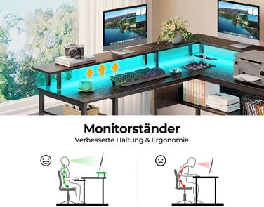 Г-подібний ігровий стіл Rolanstar, 137 x 108 см, метал / дерево, чорний