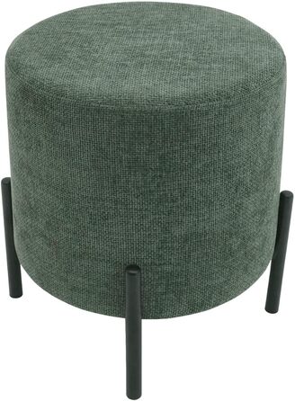 Сучасний табурет, низький пуф-підніжка, темно-зелений, поліестерова тканина, сталь, м&39який, круглий, для вітальні - Розміри ВxШxГ 43,5 x 38 x 38 см - Арт. RE7060