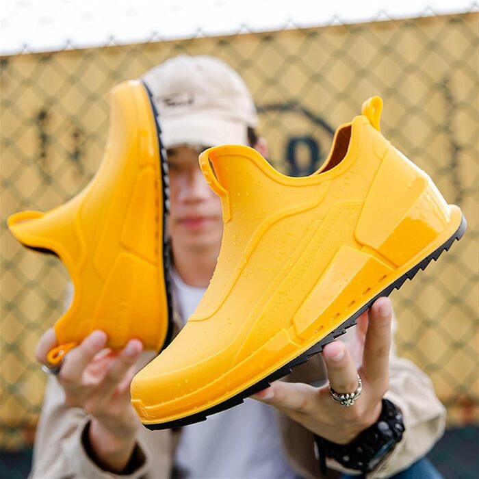 Чоловічі гумові чоботи, чоловічі чоботи до щиколотки, однотонні, водонепроникні гумові чоботи для чоловіків, робоче взуття для активного відпочинку на природі, зелені, розмір ЄС 41