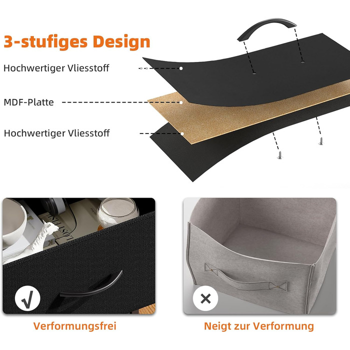 Комод Somdot з тканиною, комод, комод для спальні, вітальні, коридору, шафа для зберігання, комод з тканиною, 10 тканинних шухляд, рустикальний коричневий, 30Г x 80Ш x 114,5В см (10 шухляд)