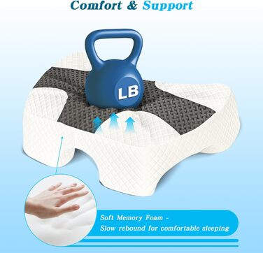 Подушка для сну на боці з проймою, подушка для шиї та плечей, подушка з піни з ефектом пам&39яті, підходить для сну на боці, спині та животі сіра 55 x 35,5 x 15 см