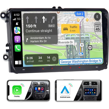 Автомобільне радіо ACAVICA для VW Golf 5 6 Polo Skoda Seat Passat Android 13 232 ГБ 9-дюймовий екран Автомобільне радіо Стерео Супутникова навігація Carplay Android Auto Bluetooth FM