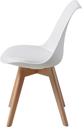 Обідні стільці ALBATROS, комплект з 4 шт. , AARHUS, білий - ніжки з масиву бука, скандинавський ретро-дизайн, зручне крісло-ракушка - елегантний кухонний стілець, обідній стілець для обіднього столу, білий бук комплект з 4 шт.