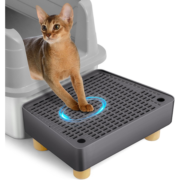 Пандус для котячого туалету, котячі сходинки та сходинки з дерев&39яними ніжками, функція фільтрації, легко очищувані сходинки для старших котів та кошенят, автоматичний котячий туалет (темно-сірий), 1 сходинка темно-сірий