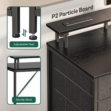 Комп&39ютерний стіл Huuger 119 см з розетками та світлодіодним підсвічуванням, ігровий стіл з 4 шухлядами, офісний стіл з підставкою для монітора, студійний стіл для дому та офісу, 119 см, чорний