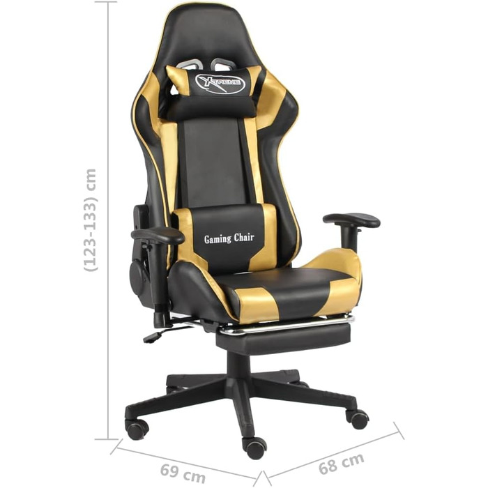 Геймерське крісло, обертове, золоте, ПВХ, ергономічне, з підставкою для ніг, висока спинка для комп&39ютерних геймерів, офісне, зручне сидіння з підставкою для ніг, золоте