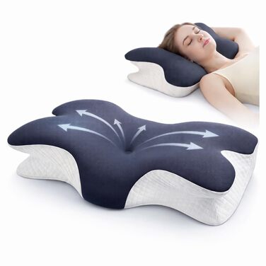 Подушка з піни з ефектом пам&39яті Universe-GL, ортопедична подушка для шиї, ергономічна подушка для сну на спині та на боці, підтримує хребет та шию, дихаюча та пральна, 634x9 см