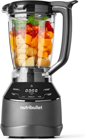 Повнорозмірний блендер nutribullet Combo, електричний блендер, багатофункціональний подрібнювач, професійний, потужність 1200 Вт, глечик 1,89 л, банки 946 мл і 710 мл, чорний, NBF500MB версія для ЄС