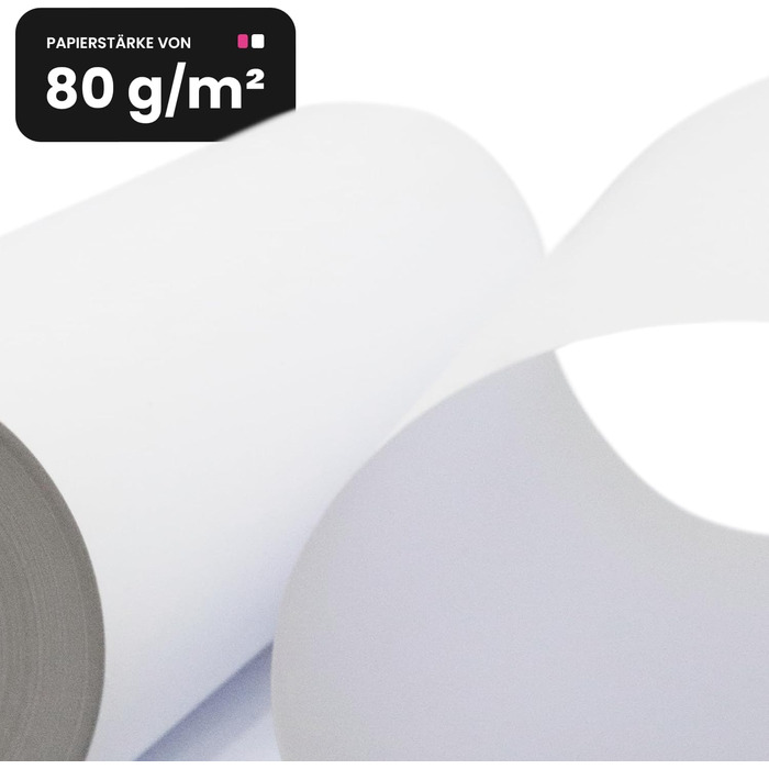 Рулони плотерного паперу, білого, 80 г, 610 мм x 50 м, 50 мм, 2-дюймовий сердечник, матові рулони для малювання, стандартний струменевий рулон для широкоформатних принтерів, копіювальних апаратів, креслень, технічних креслень, інженерного паперу, CAD, 610