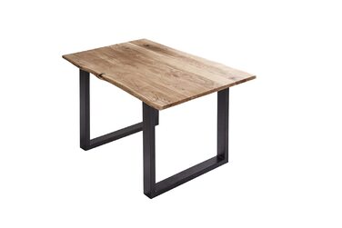 Обідній стіл SAM 100x70 см Billy, справжній живий край, обідній стіл з масиву акації натуральний колір, стіл з живим краєм та U-подібною рамою чорний 100 x 70 см натуральний колір / чорний