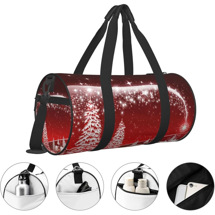 Яскрава дорожня сумка З Різдвом, спортивна сумка для чоловіків та жінок, велика сумка для подорожей, сумка-мішок зі сніжинками