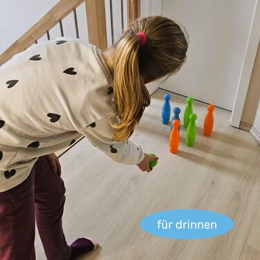 Набір Skittles для дітей, 8 предметів пластик 6 Skittles, кожен заввишки 25 см, різнокольорові, з 2 м&39ячами та ручкою для перенесення, 60045