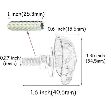 Гвинти для номерного знака Temzzer Skull, протиугінні гвинти для рамки автомобільних міток, для більшості транспортних засобів і мотоциклів, 4 шт. и (чорні)