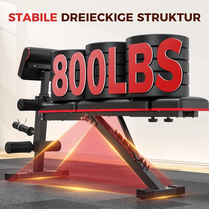 Складана регульована силова лава GIKPAL 360 кг, багатофункціональна тренувальна лава з підйомом ніг, похилою лавою, лавою для жиму лежачи з 7 регульованими положеннями спинки для силових тренувань усього тіла у вашому домашньому спортзалі