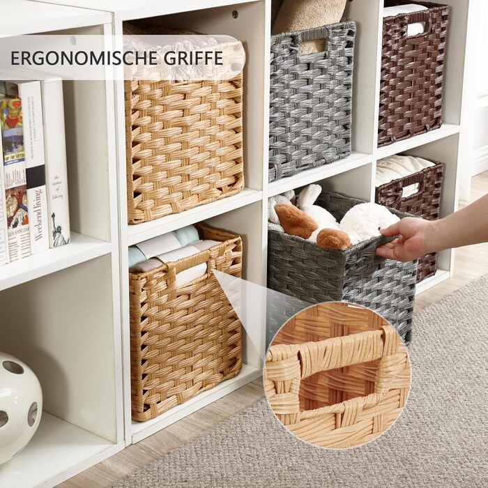 Кошики для зберігання Mangata 31 см, ефект ротанга, тканий поліратанг, органайзер для шафи, 31 x 31 x 31 см, стійкі до цвілі, легко чистяться (Popcorn, 4 шт.) 331 см 4