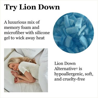 Регульована подушка-лофт преміум-класу Saybrook гіпоалергенна, чохол з бамбука, який можна прати в пральній машині альтернативний наповнювач з левового пуху з подрібненої піни з ефектом пам&39яті та мікрофібри з гелевими намистинами стандартна (26&39&39 x