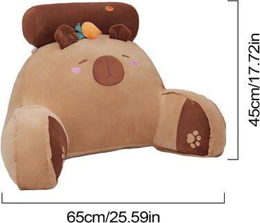 Подушка для ліжка Capybara з підлокітниками, ергономічна подушка для спини ліжка, з підлокітниками, подушка для підтримки спини, мила прикраса кімнати для ігрових крісел