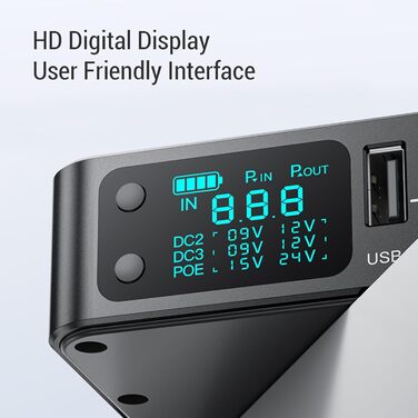 Міні UPS для модему з літієвою батареєю 10400mAh, DC 5V/9V/12V/15V/24V, PoE-виходом для роутерів, камер відеоспостереження та пристроїв контролю доступу (EU-штекер)