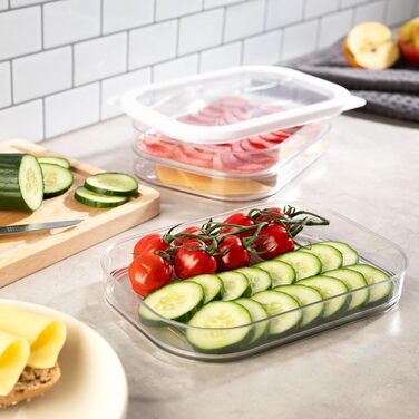 Набір контейнерів для делікатесів HAC24 з 8 предметів, придатний для використання в холодильнику з кришками, 6 шарів, 6 x 550 мл, для ковбас та сиру, контейнери для зберігання харчових продуктів