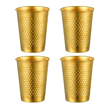 Набір з 4 шт. абельованих кавових кухлів з нержавіючої сталі, металевих склянок для пиття, стаканчиків для молока, посуду для кемпінгу та подорожей, портативних металевих стаканчиків