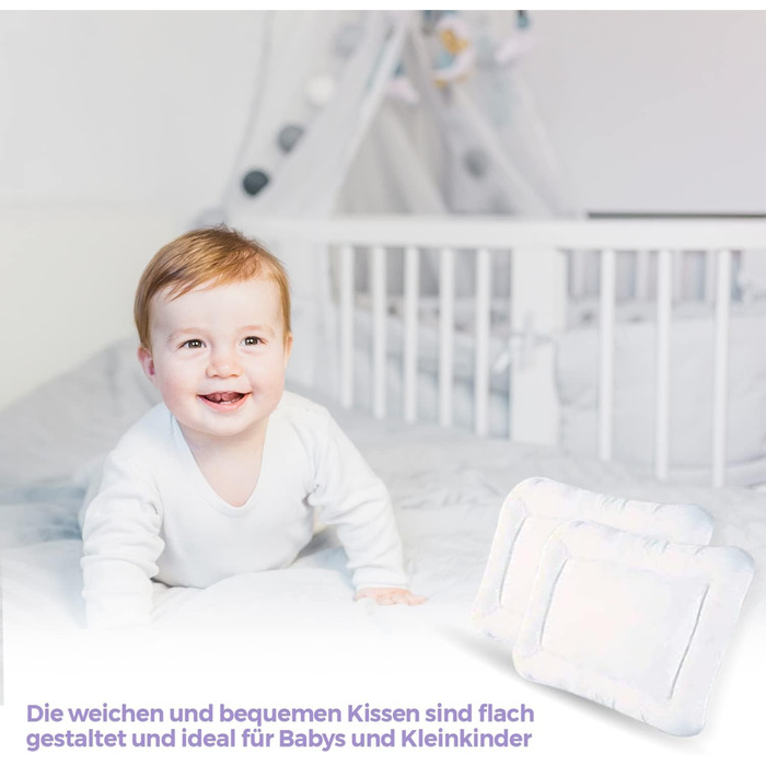 Дитяча подушка 2 шт. дитяча подушка плоска подушка 40x60 см сертифікована за стандартом Oeko-Tex Standard 100