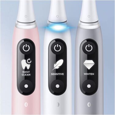 Електрична зубна щітка Oral-B iO Series 6, 5 режимів чищення для догляду за зубами, магнітна технологія, дисплей і дорожній кейс, подарунок чоловік/жінка, дизайн Braun, білий