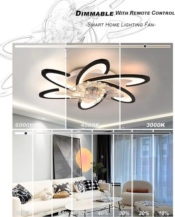 Стельовий вентилятор Bossen з підсвічуванням, 67см, 70Вт тихий сучасний світлодіодний стельовий вентилятор з пультом дистанційного