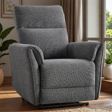 Крісло для телевізора EBELLO з функцією відкидання, регульоване ручне відкидання, одне відкидне крісло, вантажопідйомність до 150 кг, для вітальні/спальні, темно-сірий 1 темно-сірий