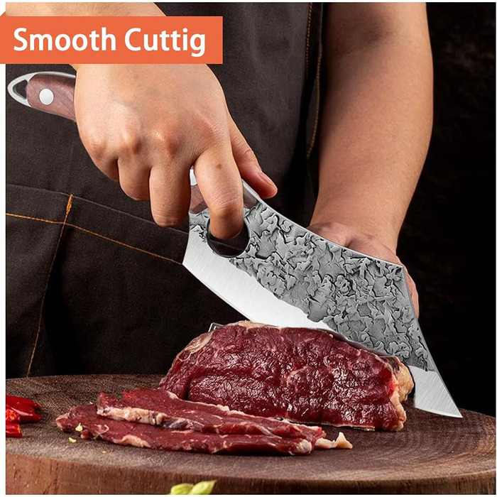 Ніж для обвалювання Ніж для рубки Кухонний ніж у шкіряних піхвах Ніж ручної ковки Дамаський професійний ніж Вікінгський ніж Японсь