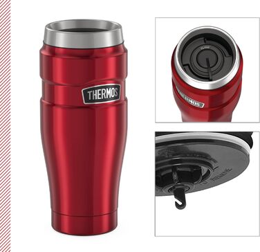 Термокружка-термос Stainless King, кавова кружка з нержавіючої сталі червоного кольору 470 мл, ізольована кружка, можна мити в пос