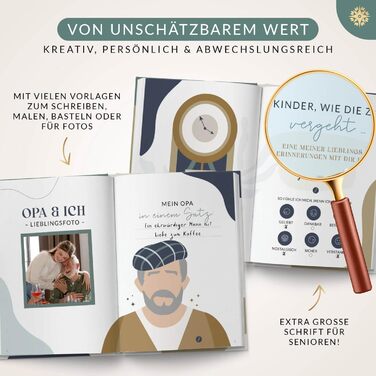 Життєвий компас 'Книга про дідуся - Персоналізована книга про дідуся, яку можна заповнити та подарувати - Ідеальний подарунок до Дня батька - Подарунок татові чи дідусеві на день народження чи День батька