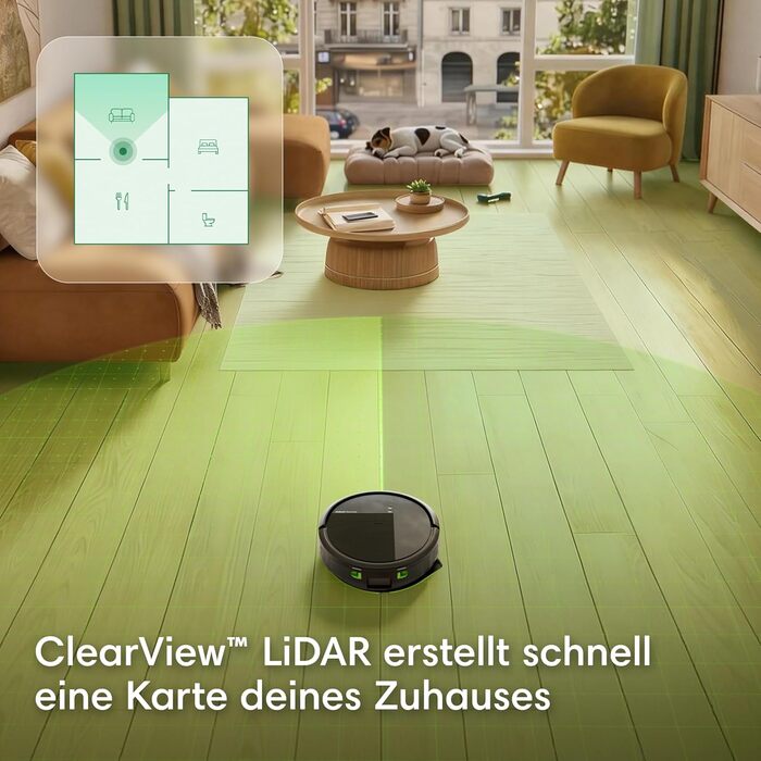 Робот-пилосос з функцією вологого прибирання iRobot Roomba 115 Combo, потужність всмоктування 15к Па, навігація Clearview LiDAR, чорний