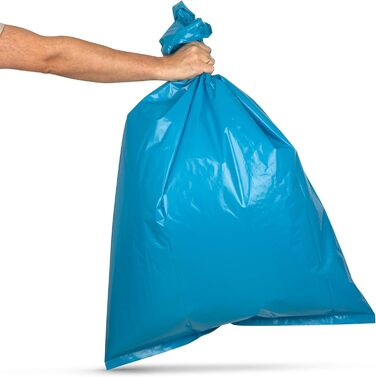 Професійні сміттєві пакети TONECO, 100 надміцних пакетів для сміття - 70 см x 110 см - Сині сміттєві пакети, 120 л - 10 рулонів - Надзвичайно міцні - 100 перероблена плівка (10)