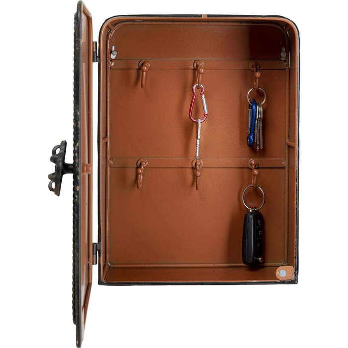 Сейф-скринька для ключів Kare Design, чорний, 324x13 см, шафа для зберігання, з 6 гачками, сталевий корпус, вінтажний, для вхідної зони