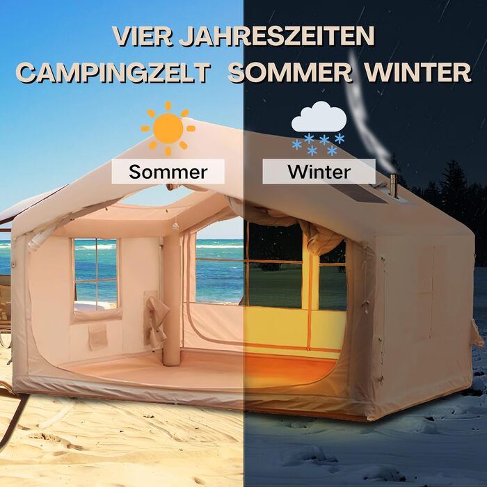 Надувний сімейний намет на 2, 4, 6, 8 осіб з підключенням до плити, зимовий, 4-сезонний, водонепроникний, з повітряним насосом, 4-6 осіб