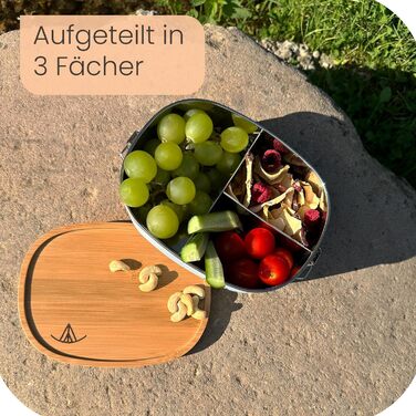 Ланчбокс Ringwald Edelstahl Rosa 1400 мл для дитячого садка та школи, великий, з роздільниками та бамбуковою кришкою, без BPA та пластику, рожевий